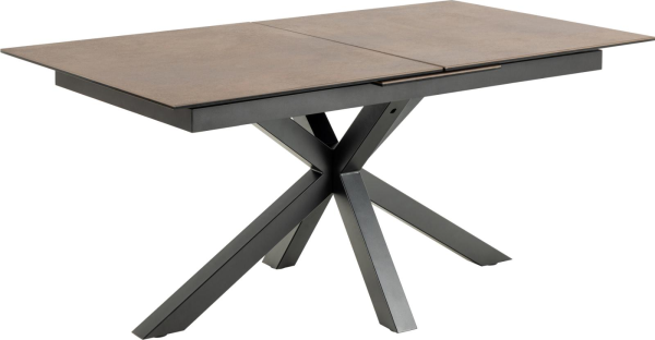 Spisebord Signature Bellona udtræksbord i rusten brun Lemco keramik på mat sort stel 168-210Ã90 cm